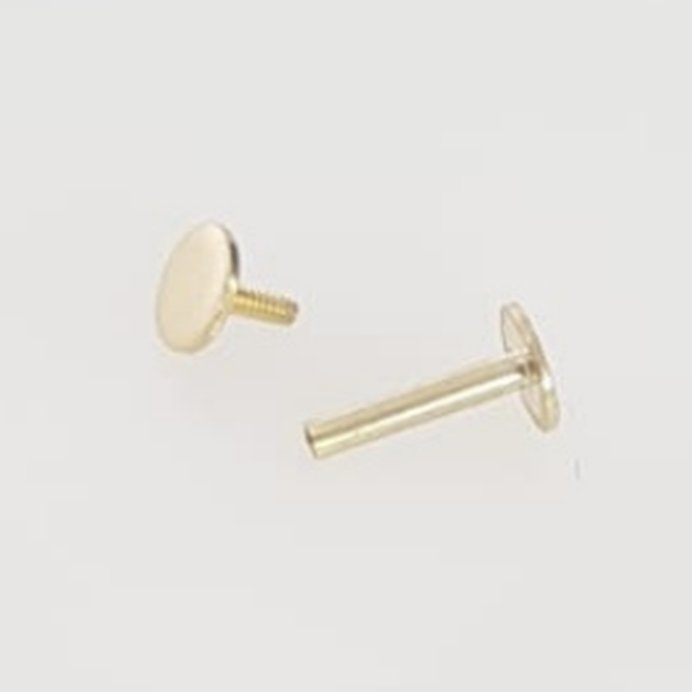14k Yellow Gold Screw-Back Type Replacement Earring Backs for 0.7mm Posts  (1 Pair)